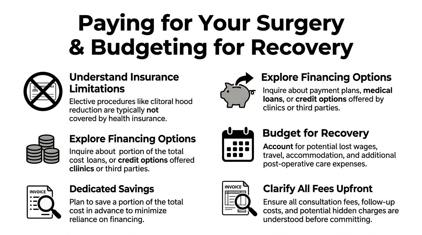 An infographic titled Paying for Your Surgery and Budgeting for Recovery listing financial tips for surgery.
