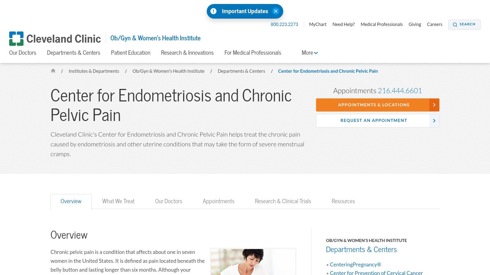 Cleveland Clinic, Center for Endometriosis & Chronic Pelvic Pain